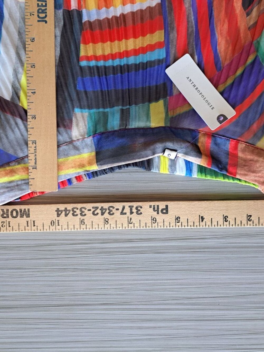 NEW Anthropologie Ranna Gill Pleated Midi Skirt Asymmetrical Hem Rainbow Small - Picture 14 of 16